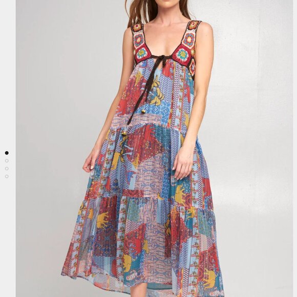 ARATTA Silent Journey Sleeveless Crochet Bodice Maxi Dress size small - Picture 10 of 10